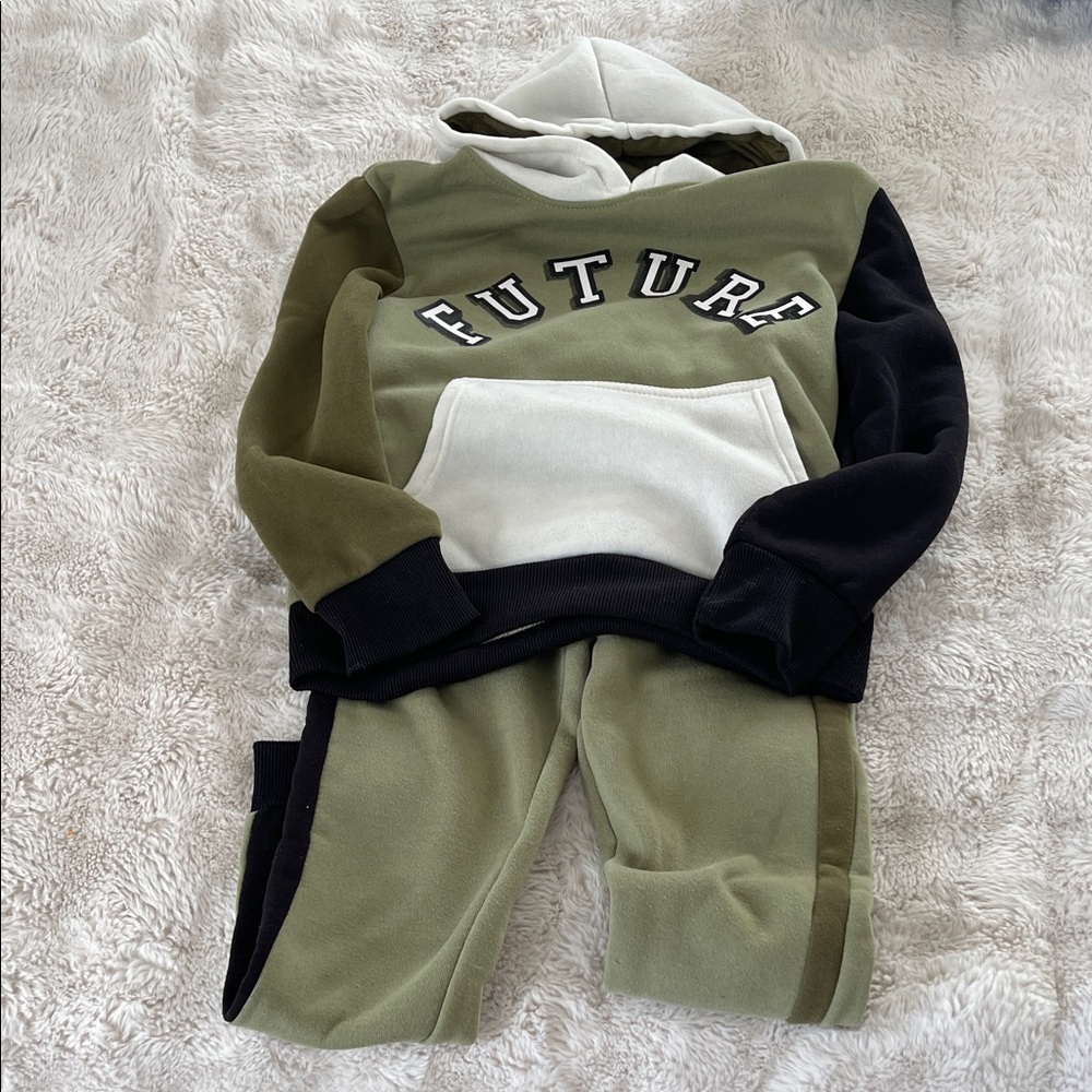 Kids Olive and Black Jogger Set